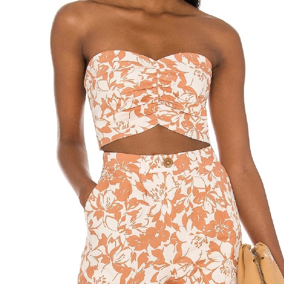 Lovers and Friends nude floral strapless bandeau top - Picture 2 of 5